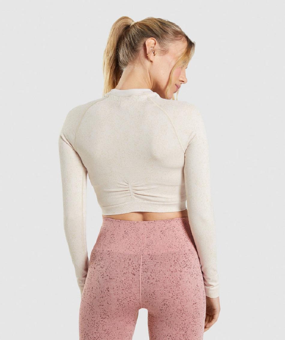 Long Sleeve Gymshark Adapt Fleck Seamless Mujer Blancas | CO 2310WNB